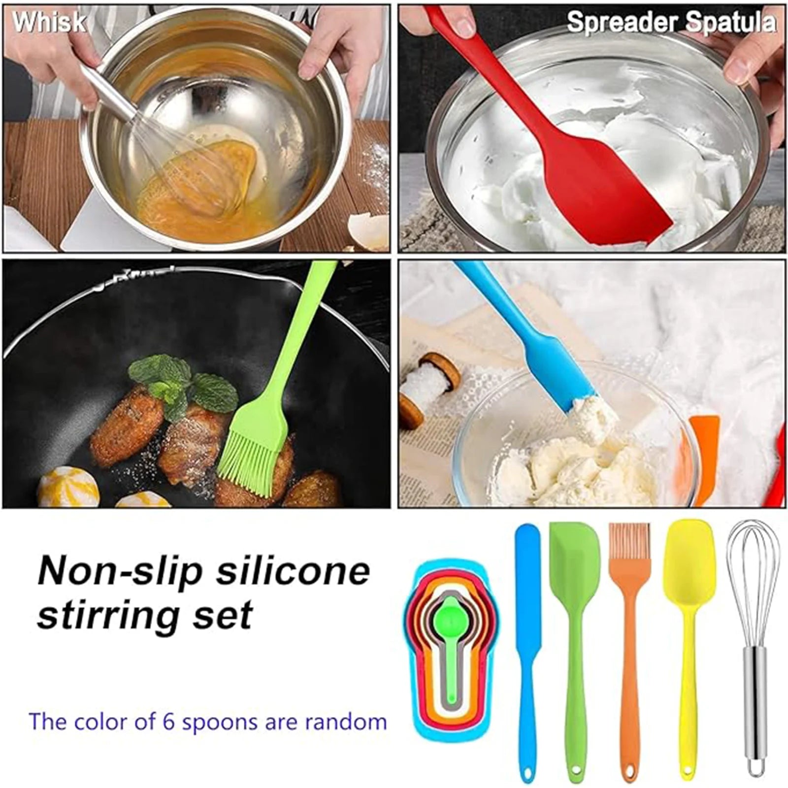 7 Pcs Mixing Bowls with Lids （5、4、3、2、1.5、1、0.75Q），21 Pcs Stainless Steel Mixing Bowls Set-Black