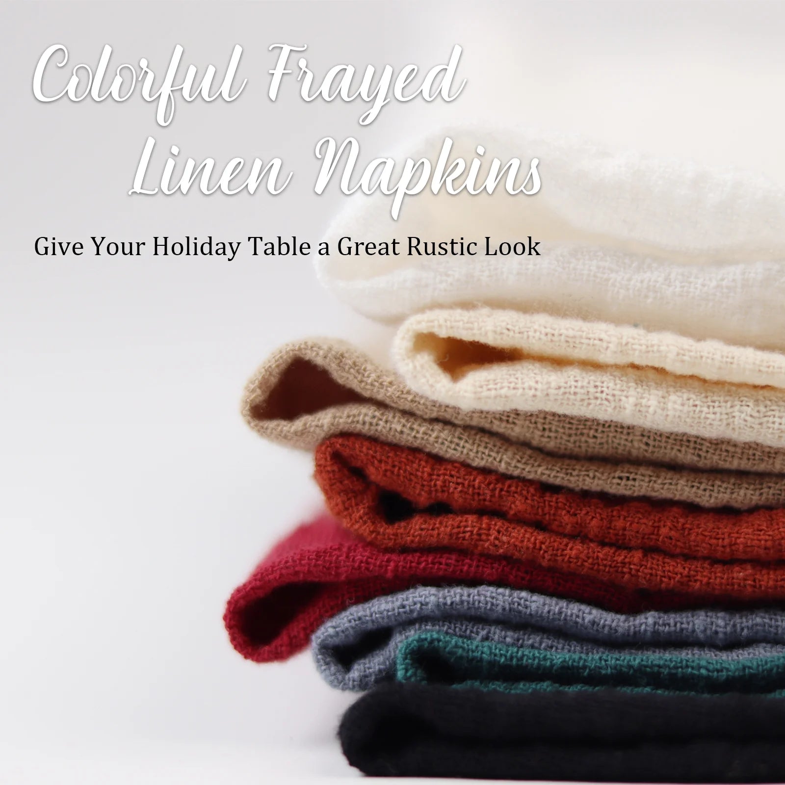 Handmade Cotton Napkins with Fringe 12 Pack，Bulk Dinner Napkins Table Napkins for Fall Thanksgiving Christmas Party Wedding Decoration, Dusty Blue