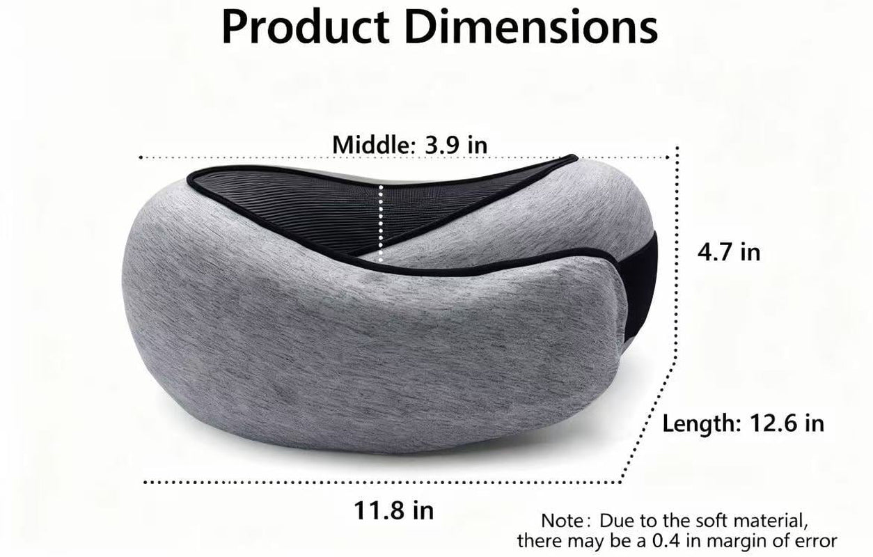Ergonomic Memory Foam Travel Pillow for Air Travel, Automotive Use, and Office Comfort | Machine Washable Cover with Convenient Carry Bag