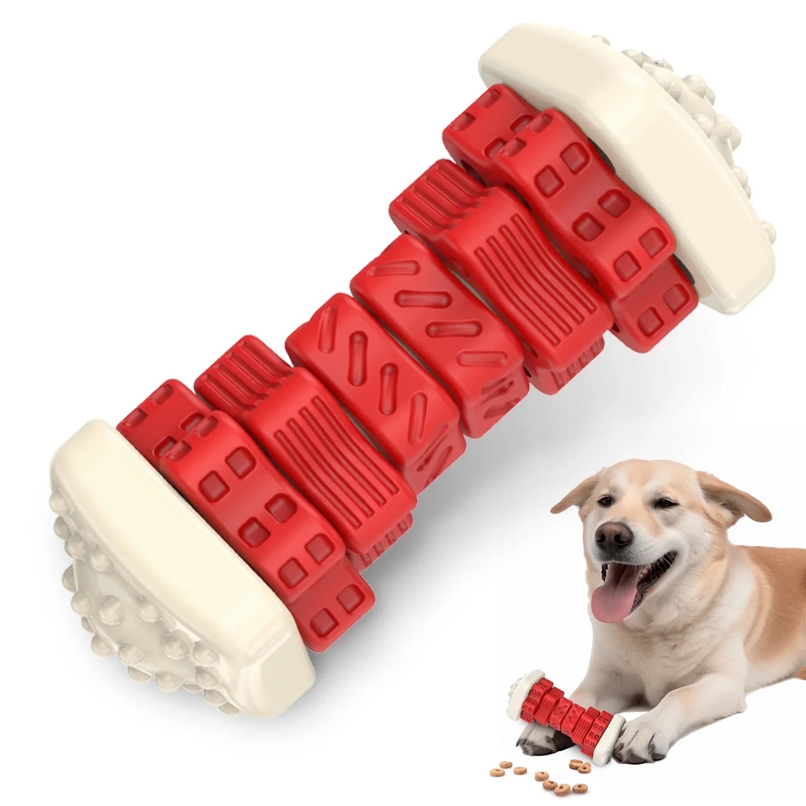 Interactive Chew Toys for Large Breed Dogs - Durable Enrichment Toys for Aggressive Chewers, Red