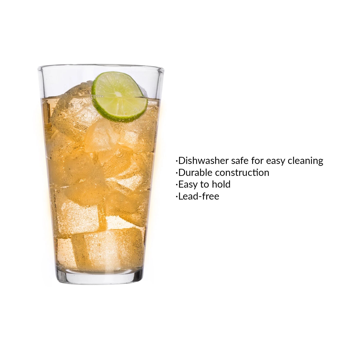 (4 Pack)  Clear Pint Glass, 16Oz