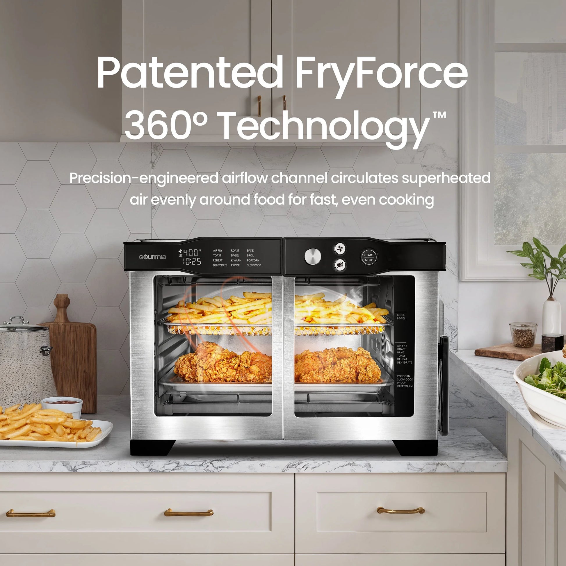 6-Slice Digital French Door Toaster Oven Air Fryer with Integrated Temperature Probe, 24L, Stainless Steel