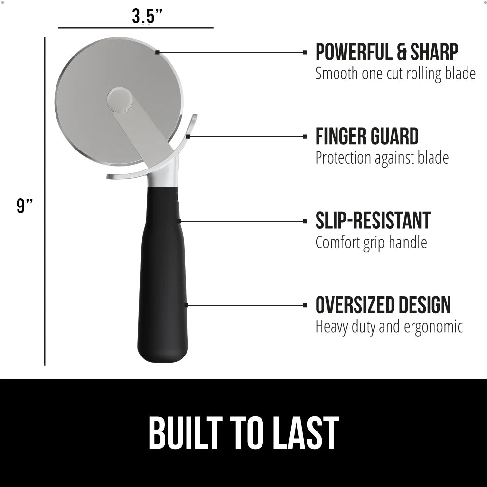 Pizza Cutter Wheel, 9 Inch Pizza Pie Slicer, Rust Resistant Stainless Steel Blade Black