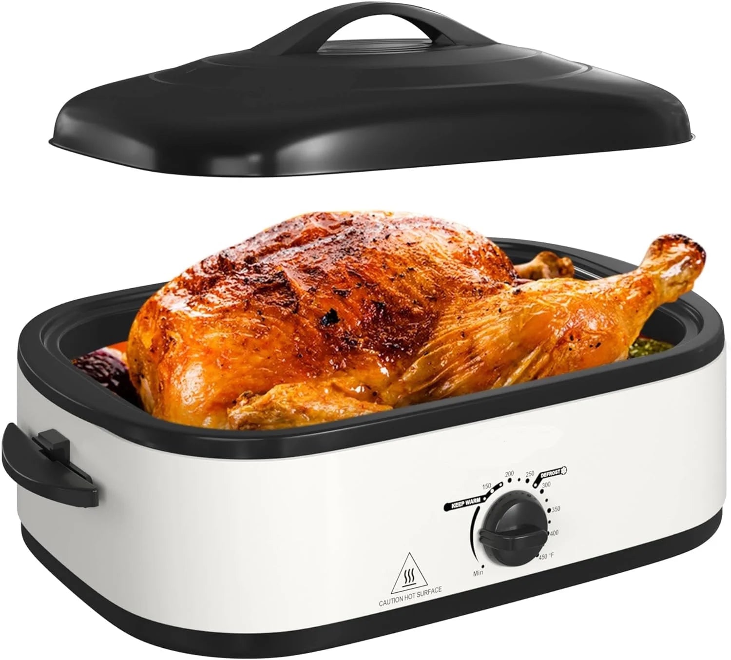 Electric Nonstick Stainless Steel Roasting Pan with Self-Basting Lid