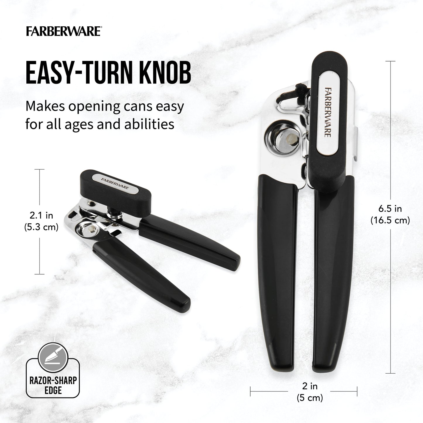 Pro Stainless Steel Portable Can Opener with Black Handle