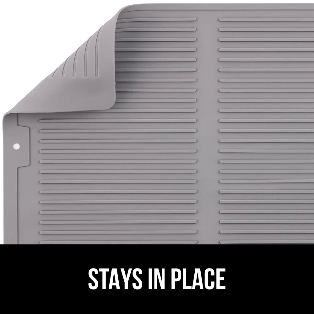 Dish Drying Mat for Kitchen Counter, Waterproof Silicone Dishwashing Mat, 13X11, Gray