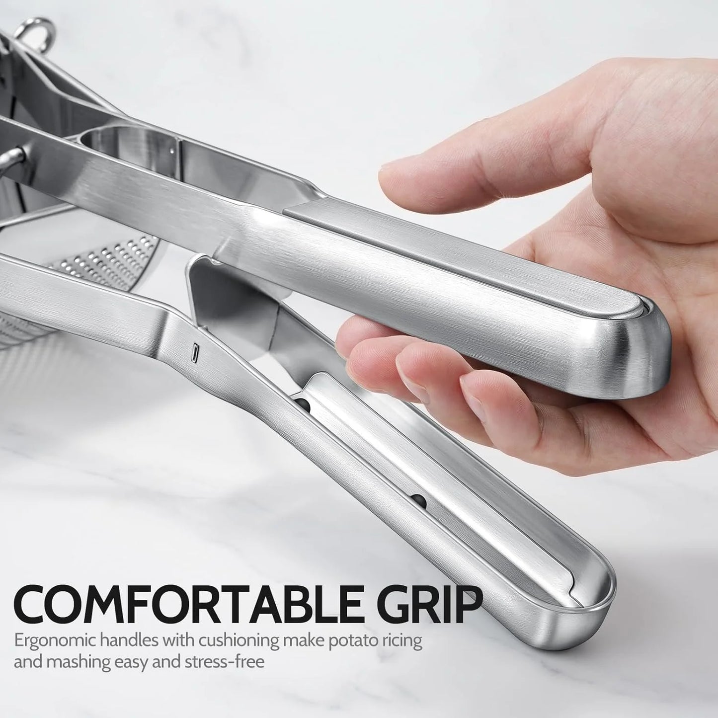 Potato Ricer, Stainless Steel Non-Slip Grip Potato Masher for Commercial and Home Use 11.5" X 3.2" X 4"