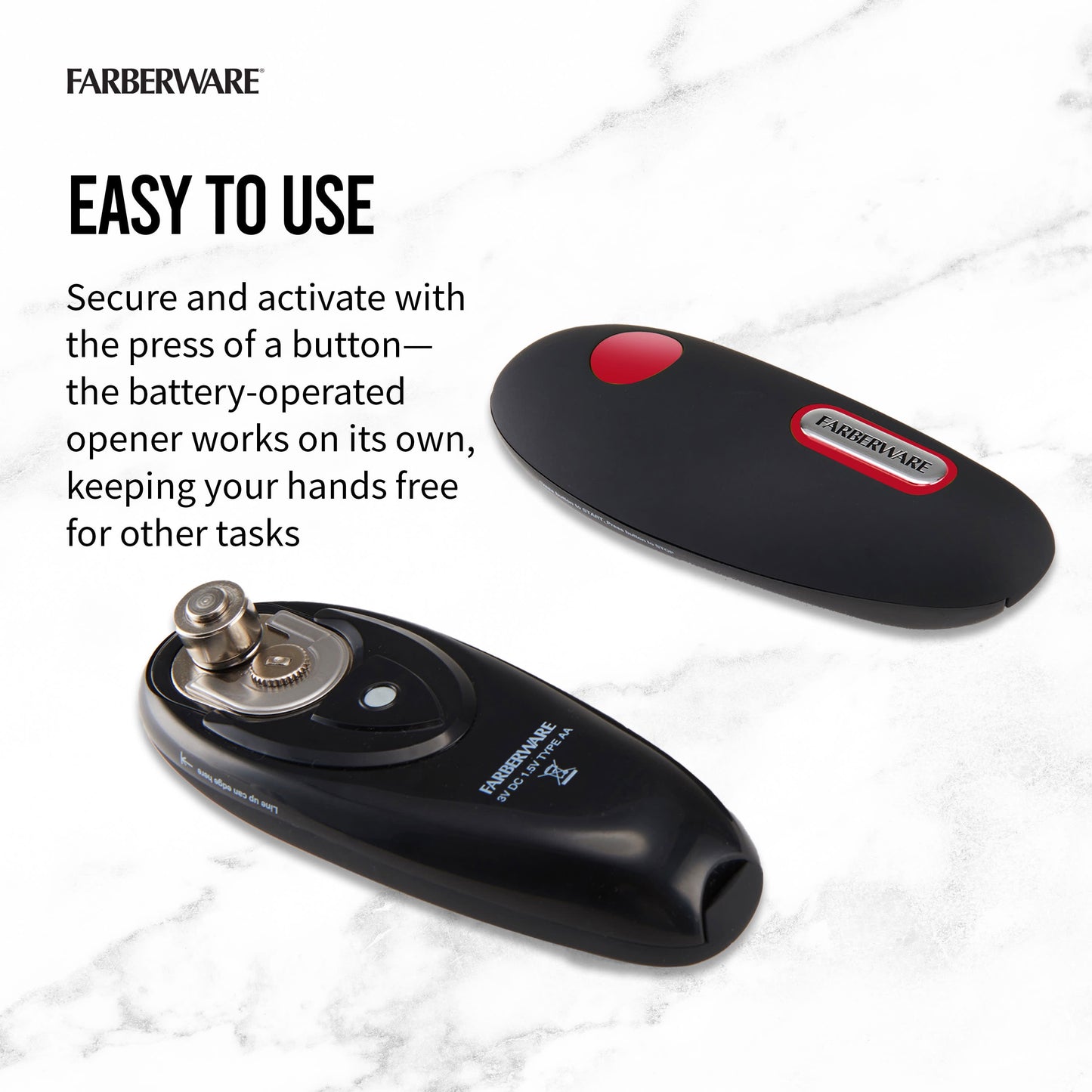 Hands-Free Battery-Operated Black Can Opener in Red