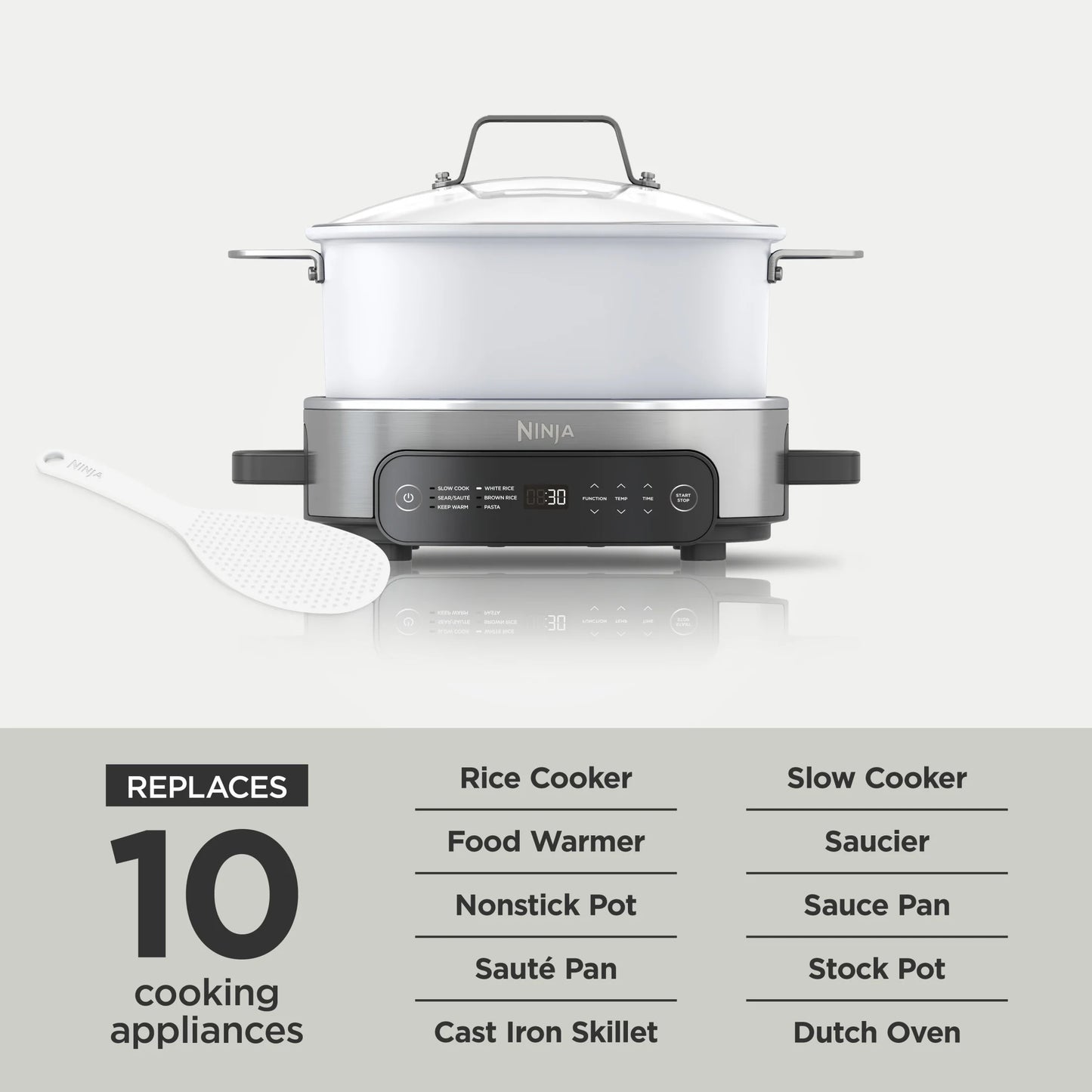 Foodi 6.5 Qt Everyday Possiblecooker, Stainless Steel/White, Multi Cooker, Slow Cooker, MC1100