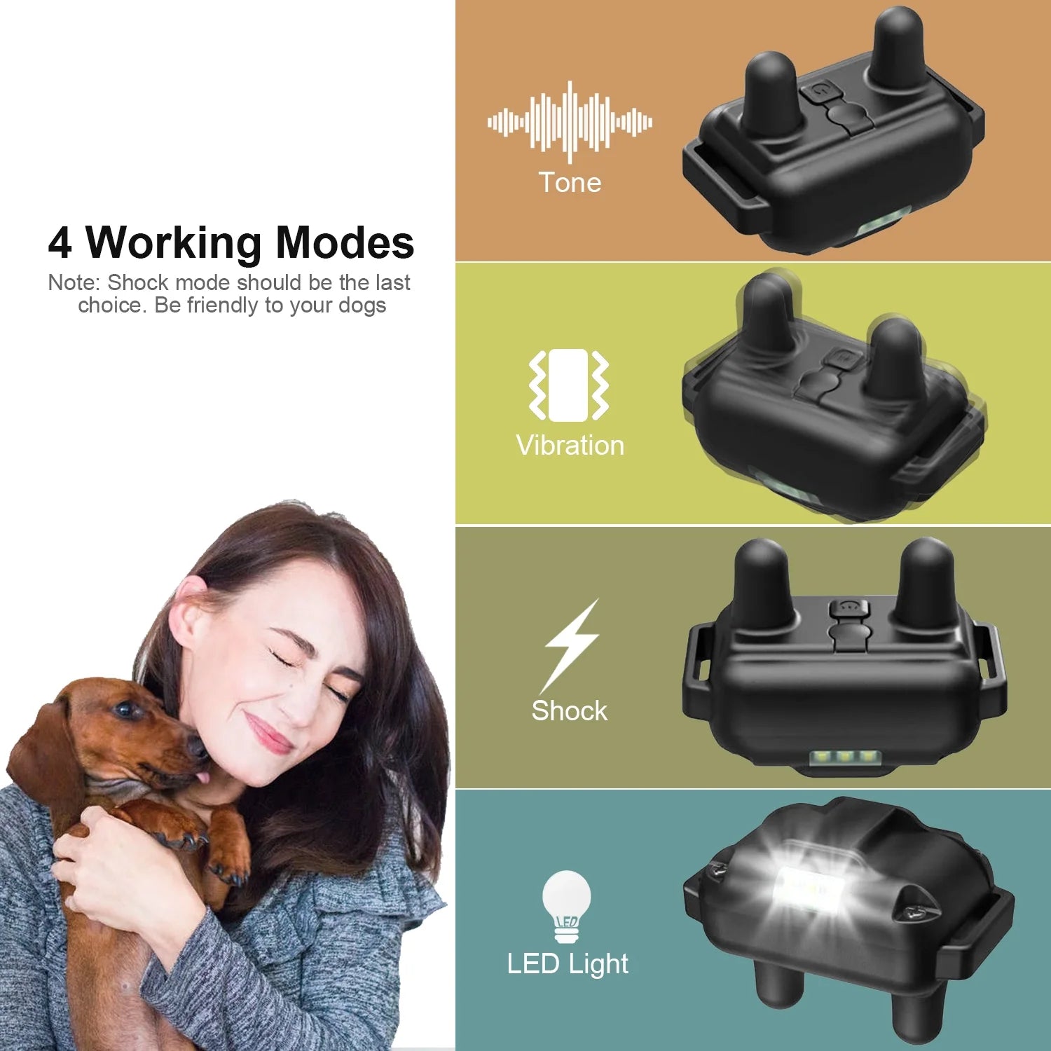 Remote Dog Training Collar with 2600ft Range, 4 Training Modes, Waterproof Design