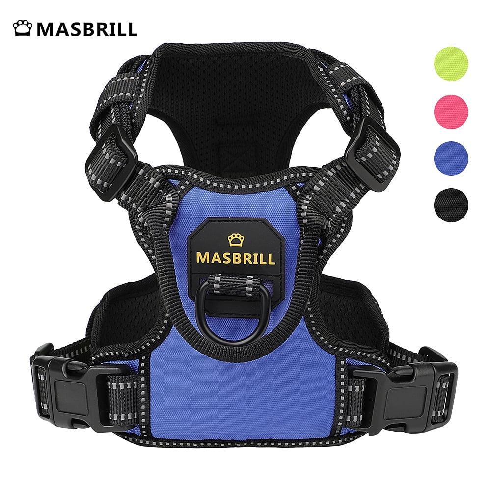 Reflective No-Pull Dog Vest Harness with Handle, Adjustable Breathable Padded Chest Harness for Small, Medium, and Large Dogs - Blue