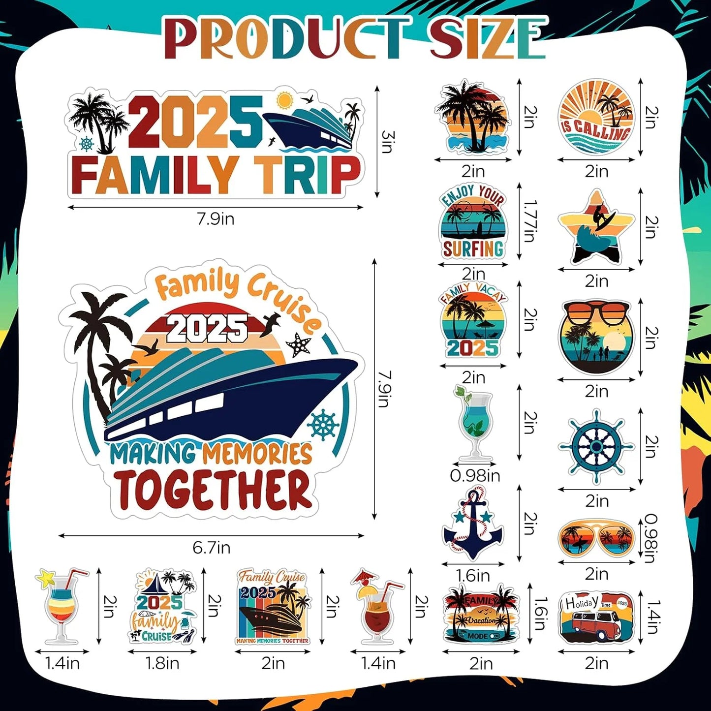 2025 Family Cruise Door Decorations - Magnetic Stickers and Decals for Cruise Ships, Cars, and Refrigerators
