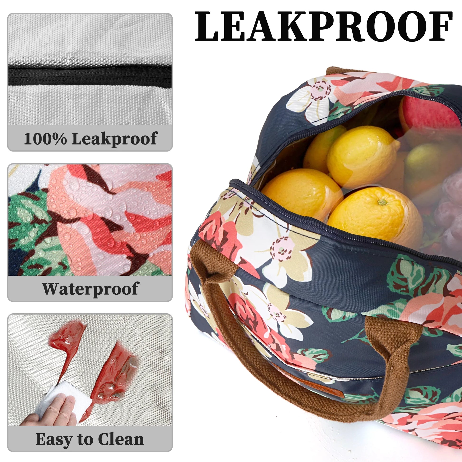 Reusable Lunch Boxes for Women Leakproof Lunch Boxes for Work Office Outdoor (Flower)