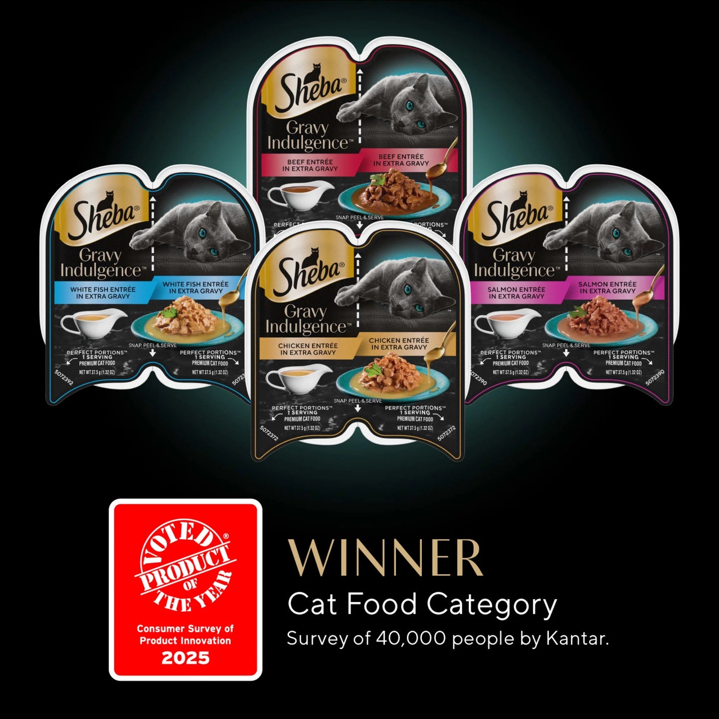 Gravy Indulgence Variety Pack Cat Food Entrées in Extra Gravy, 2.6 oz Twin-Pack Trays, 24 Count