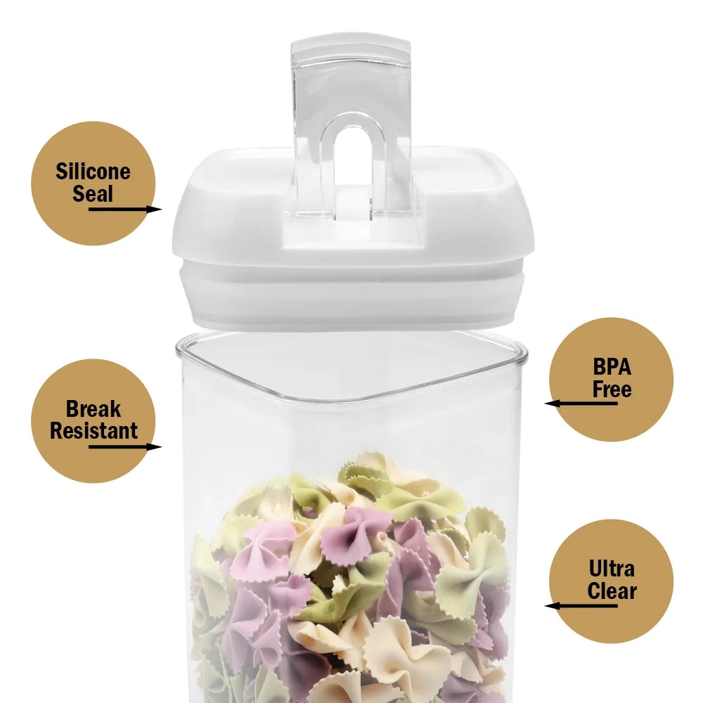 Airtight Food Storage Containers White, 7Pcs Plastic Cereal Containers with Easy Lock Lids for Kitchen Pantry, Organization and Storage, BPA Free -