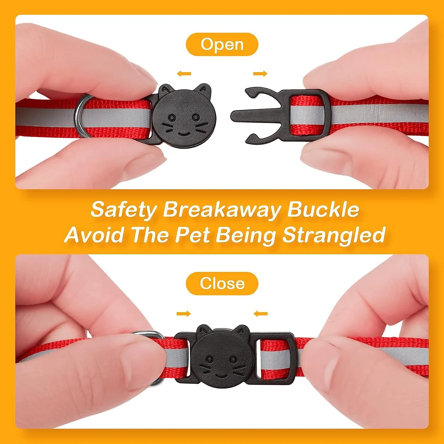 12-Pack Reflective Breakaway Cat Collars with Bells and Name Tags