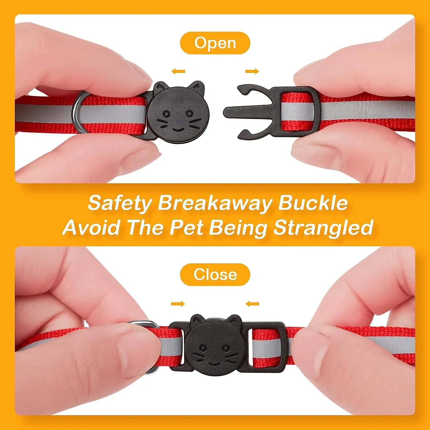 12-Pack Reflective Breakaway Cat Collars with Bells and Name Tags