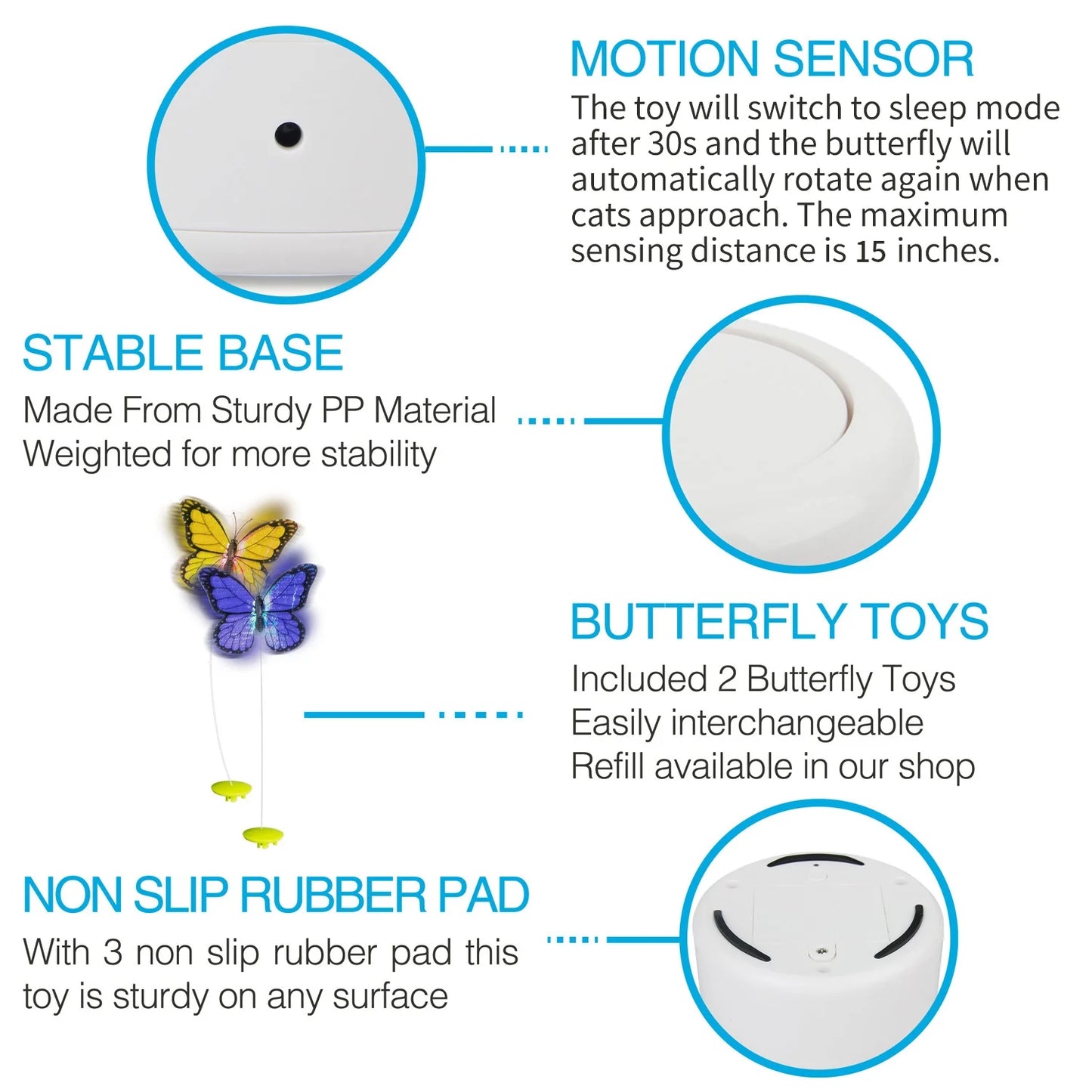 Interactive Cat Butterfly Toy with Motion Sensor and Replacement Butterfly