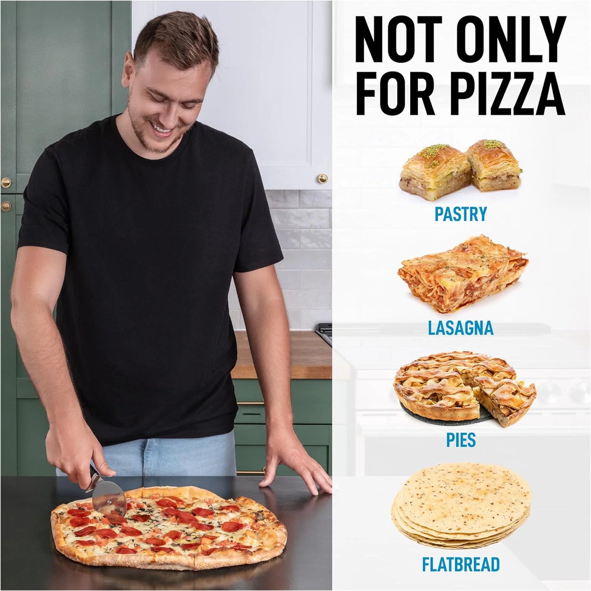 2PCS Premium Pizza Cutter - Durable Stainless Steel Pizza Cutter Wheel - Easy-To-Clean, Easy-To-Use Pizza Slicer - Super Sharp with Non-Slip Handle - Dishwasher Safe Pizza Wheel (Black)