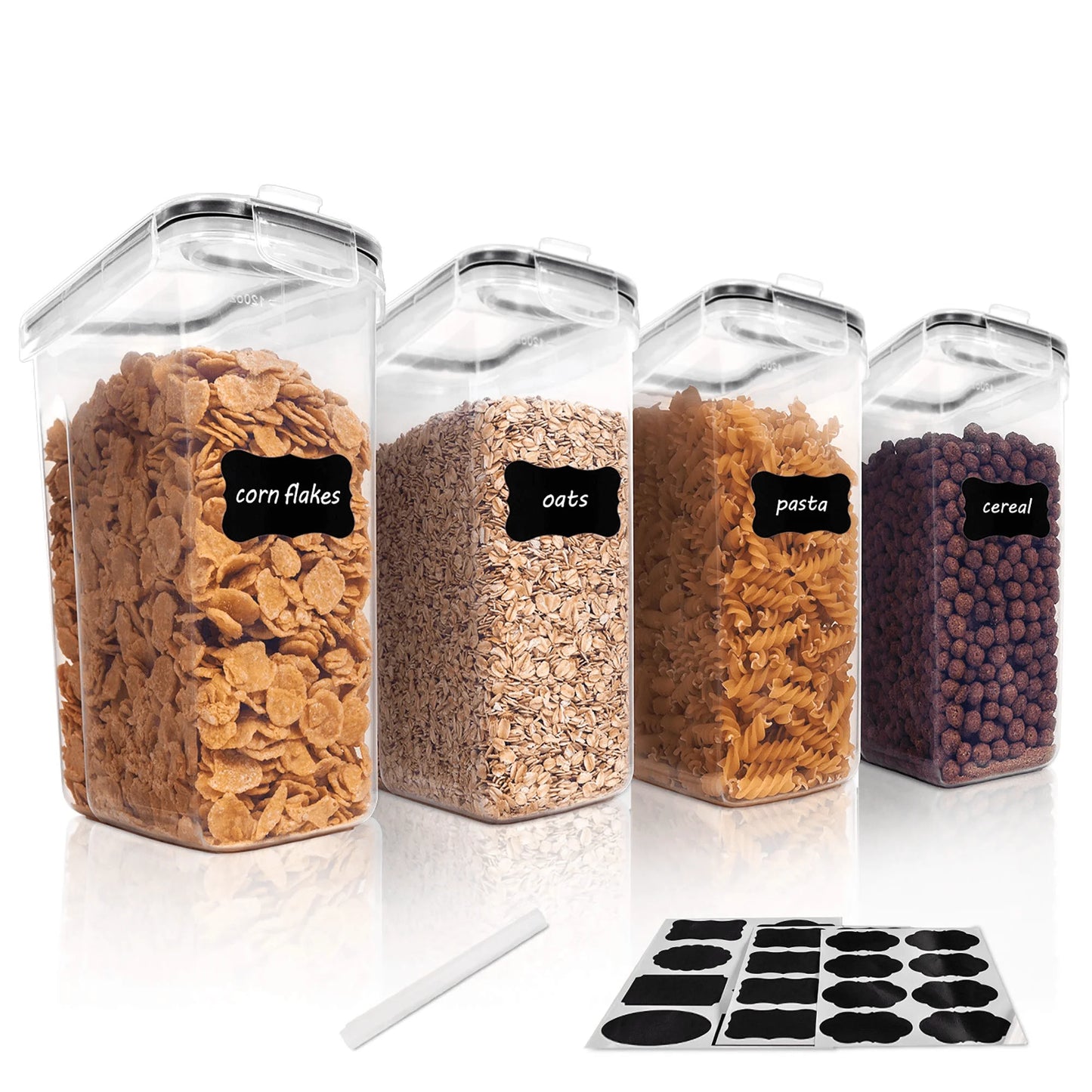 Cereal Storage Container Set of 4,  Airtight Food Storage Containers, 135.2 Fl Oz, Black