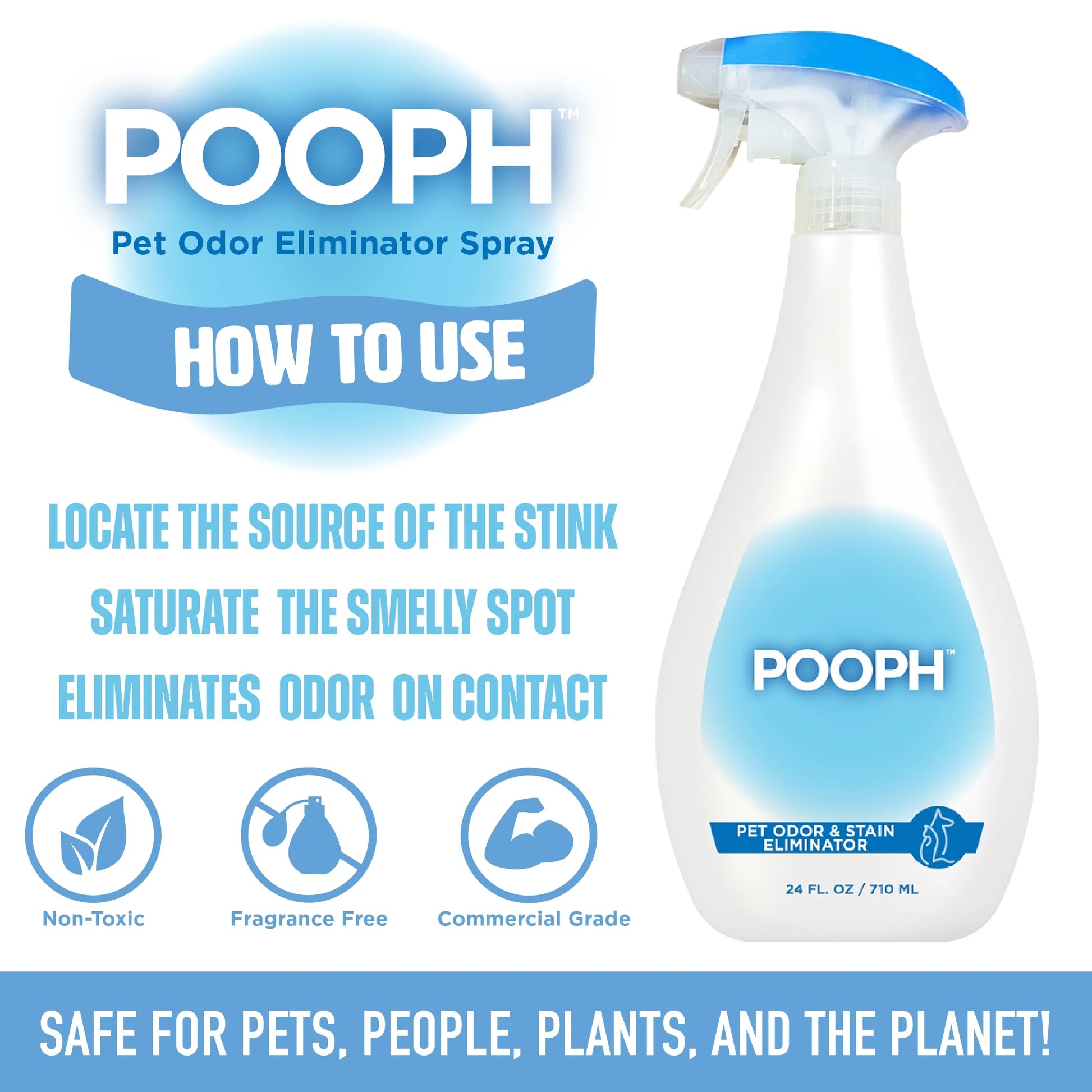 Pet Odor Eliminator Spray, 24 oz, Unscented, Non-Toxic Formula