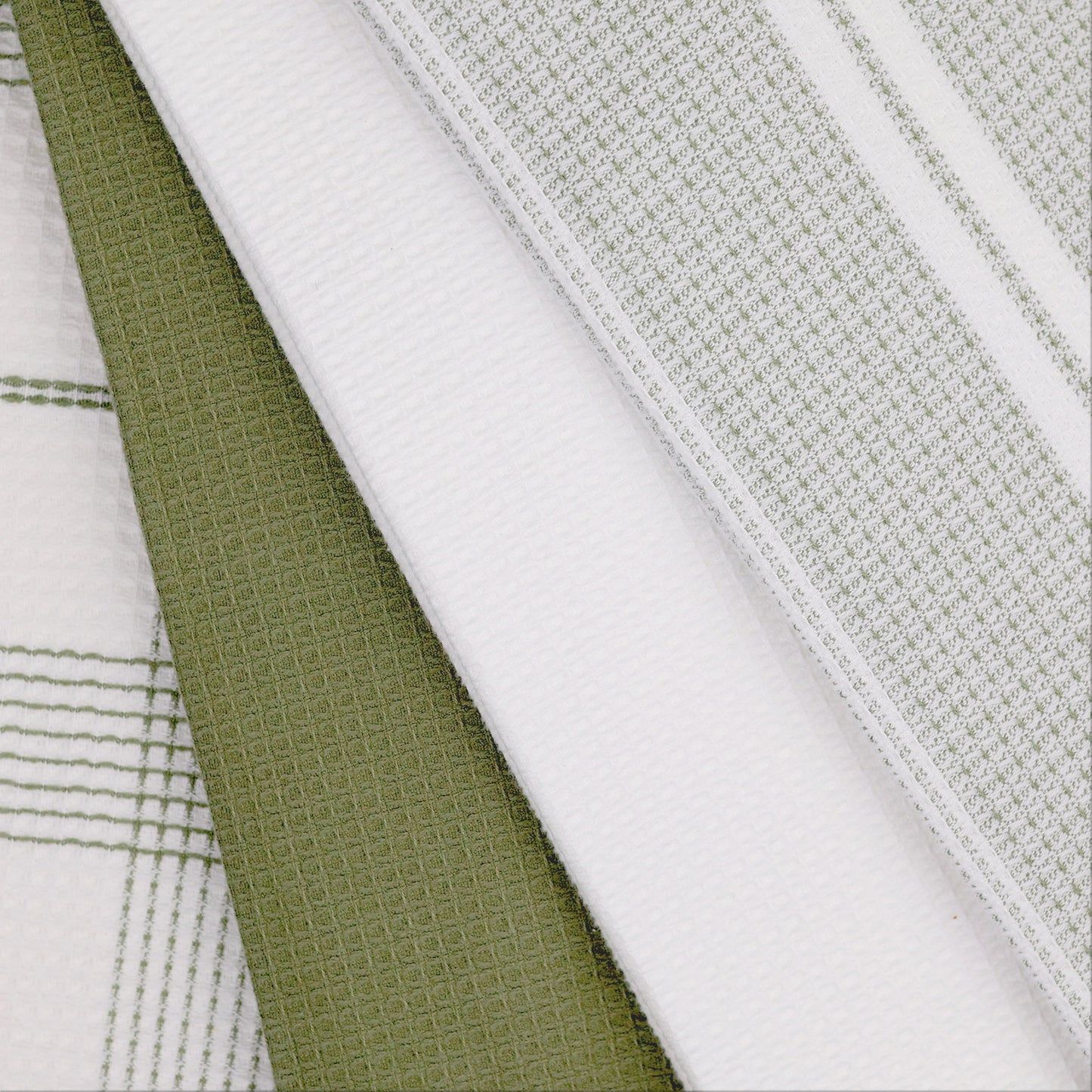 4 Piece Waffle Kitchen Towel, Green