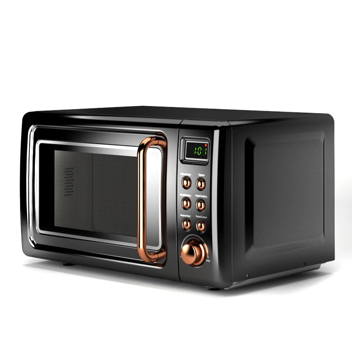 0.7 Cu. Ft. Retro Countertop Microwave Oven with 700W Power, LED Display, Glass Turntable in Rose Gold