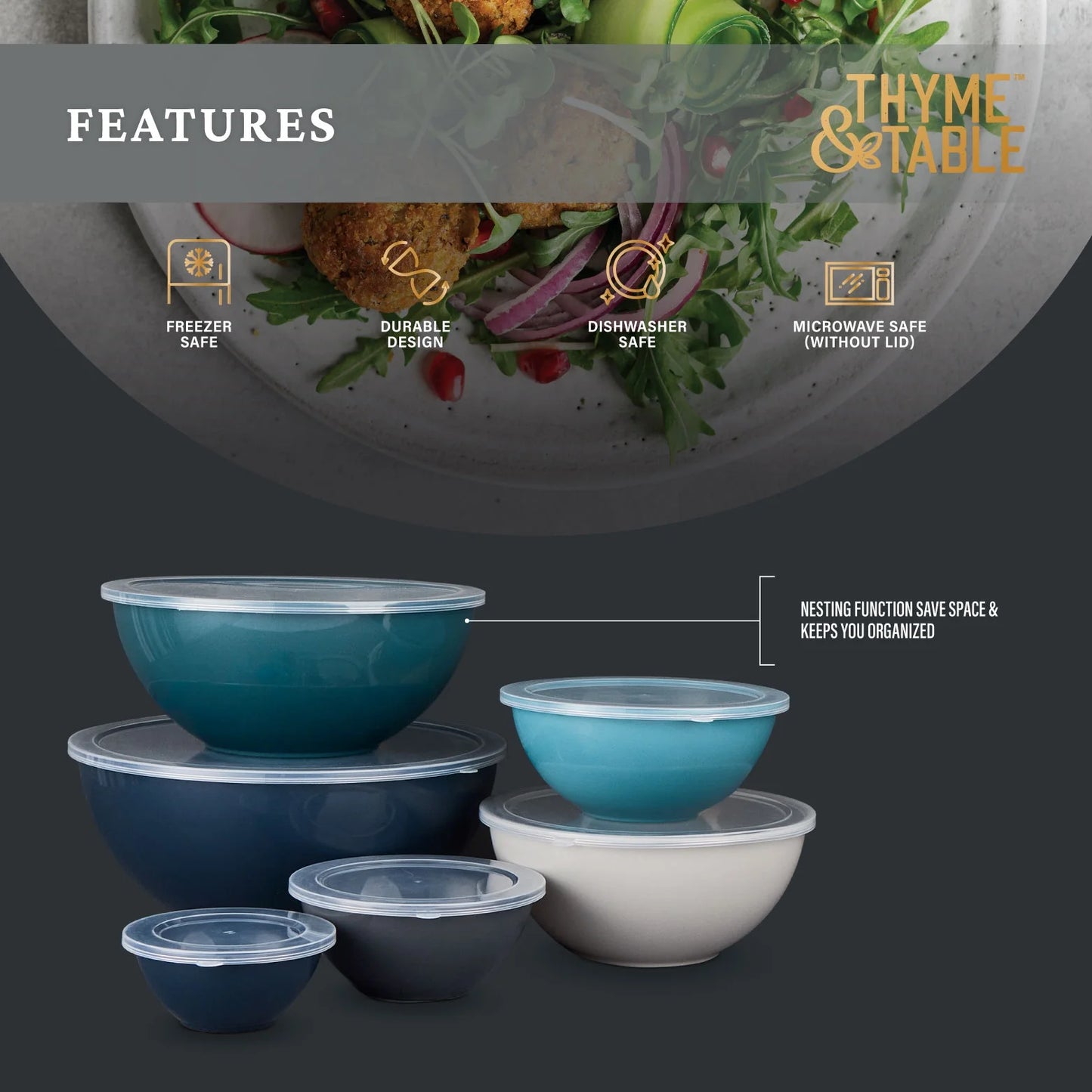 12-Piece Nesting Mixing Bowl Set, Blue