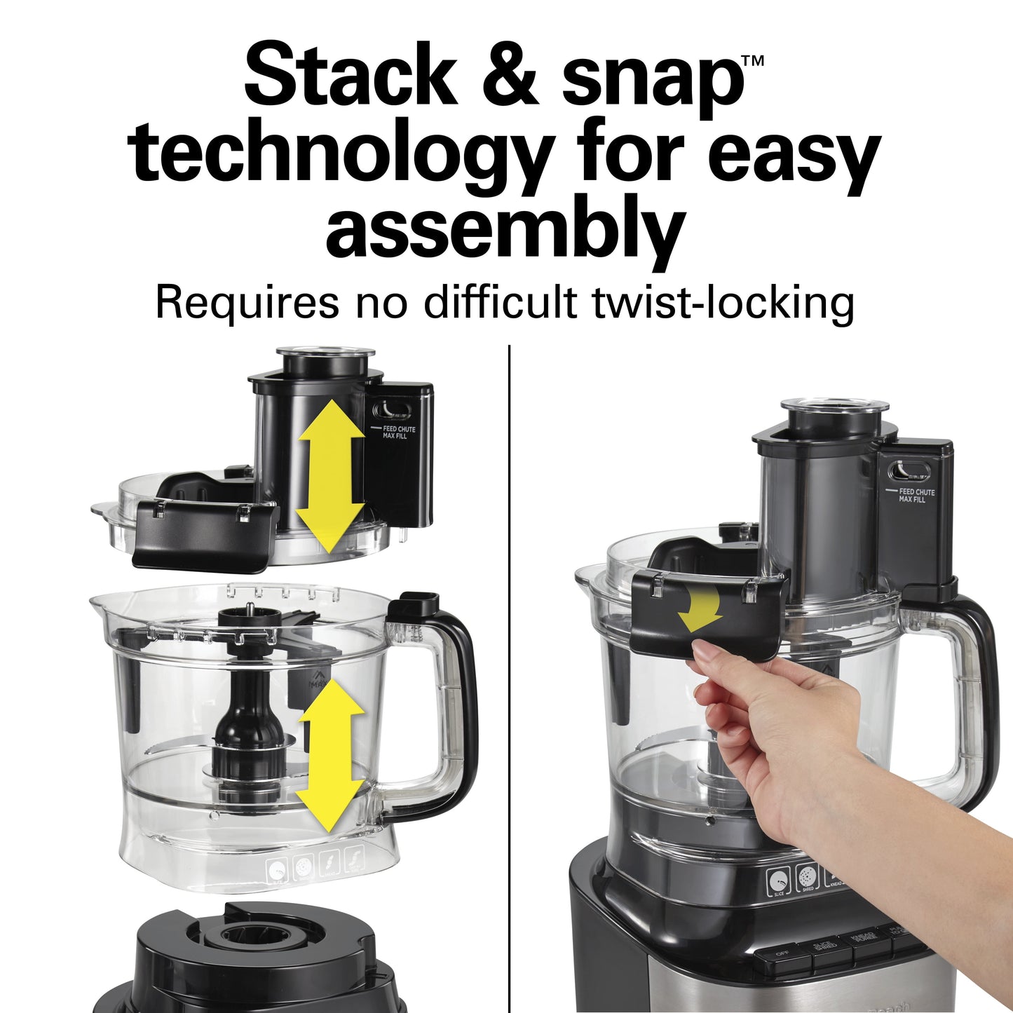Stack & Snap Food Processor with Bowl Scraper, 10 Cup Capacity, Black, 70822FG