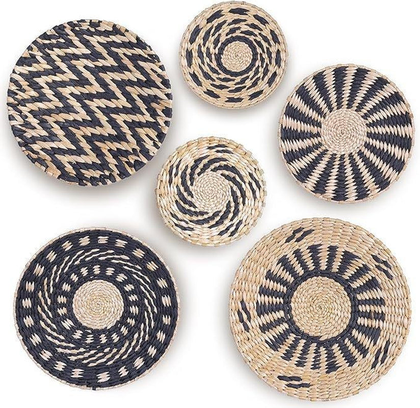 Boho Wall Basket Decor Woven Unique Seagrass Wicker Hanging Decorative Baskets - Rattan Wall Art Basket for Storage or Gift for Rustic Bohemian Farmhouse Home Living Room Bedroom Kitchen