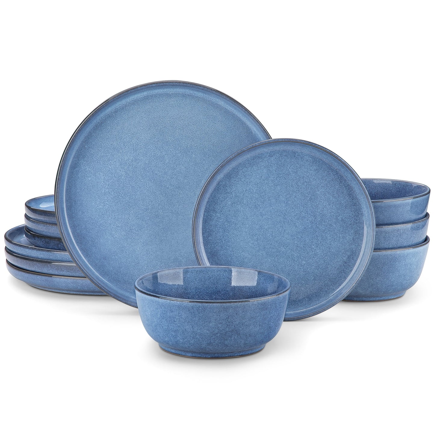 Malacasa 16 Pcs Dinnerware Sets, Stoneware Plates and Bowls Set, Tableware Dishwasher Microwave Safe, Serves for 4 People, Blue