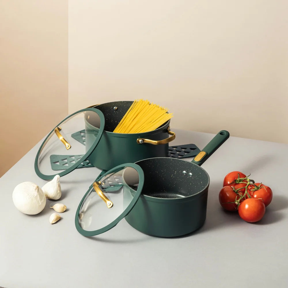 12-Piece Hunter Green Non-Stick Granite Cookware Set