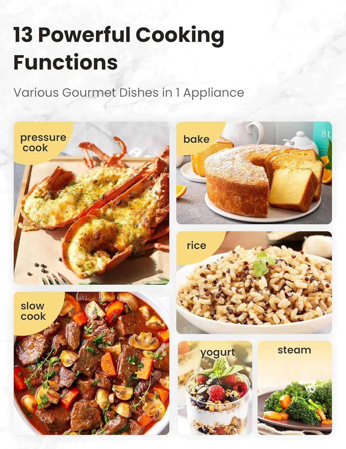 COMFEE’ 6QT Electric Pressure Cooker, 9-In-1 Instant Multi Cooker Olla De Presion Rice Cooker Slow Cooker Steamer Sauté Yogurt Maker Non-Stick Pot