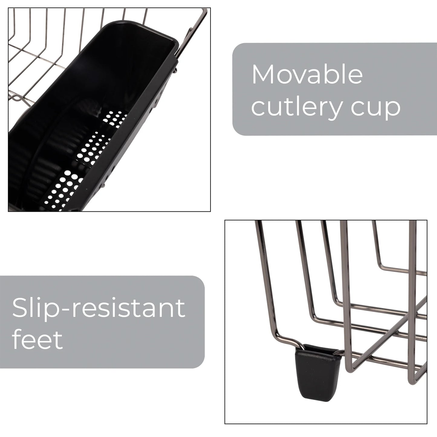 Small Dish Drainer Rack - Chrome/Black