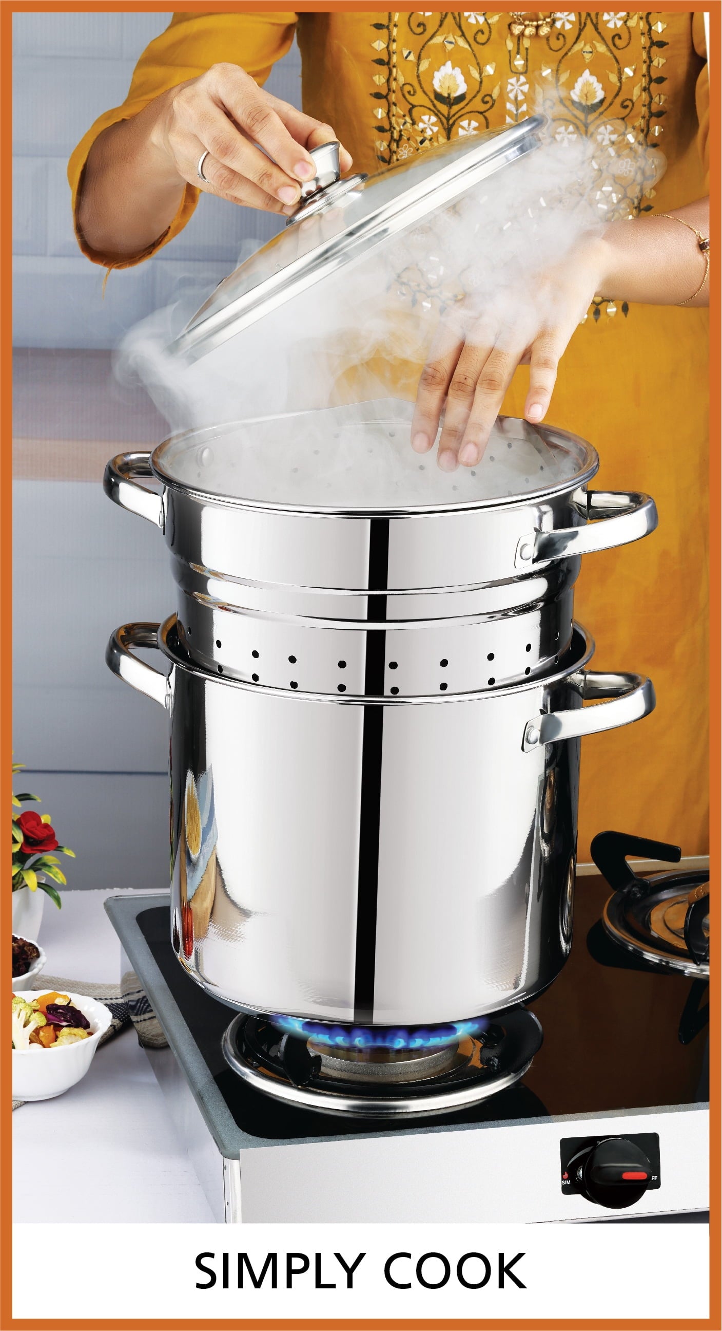 4-Piece Stainless Steel 8 Qt Cooker Multipot Set