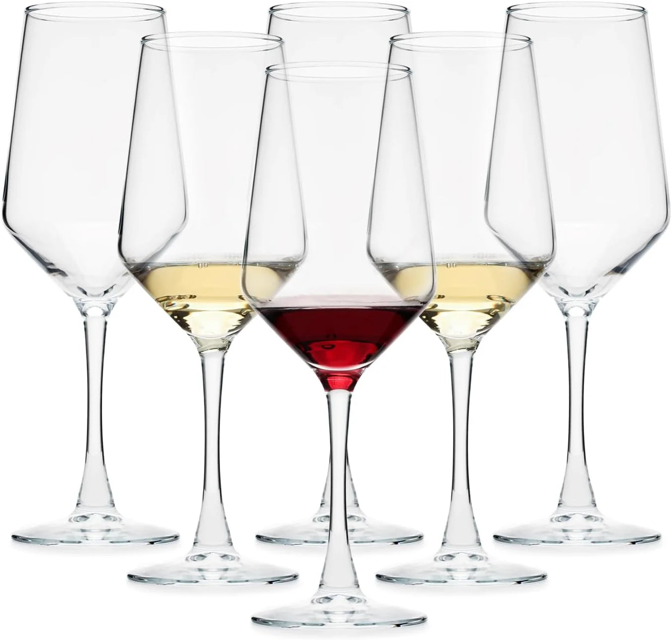Wine Glasses Set of 6, 13.5Oz Red & White Wine Glasses for Party (Clear）