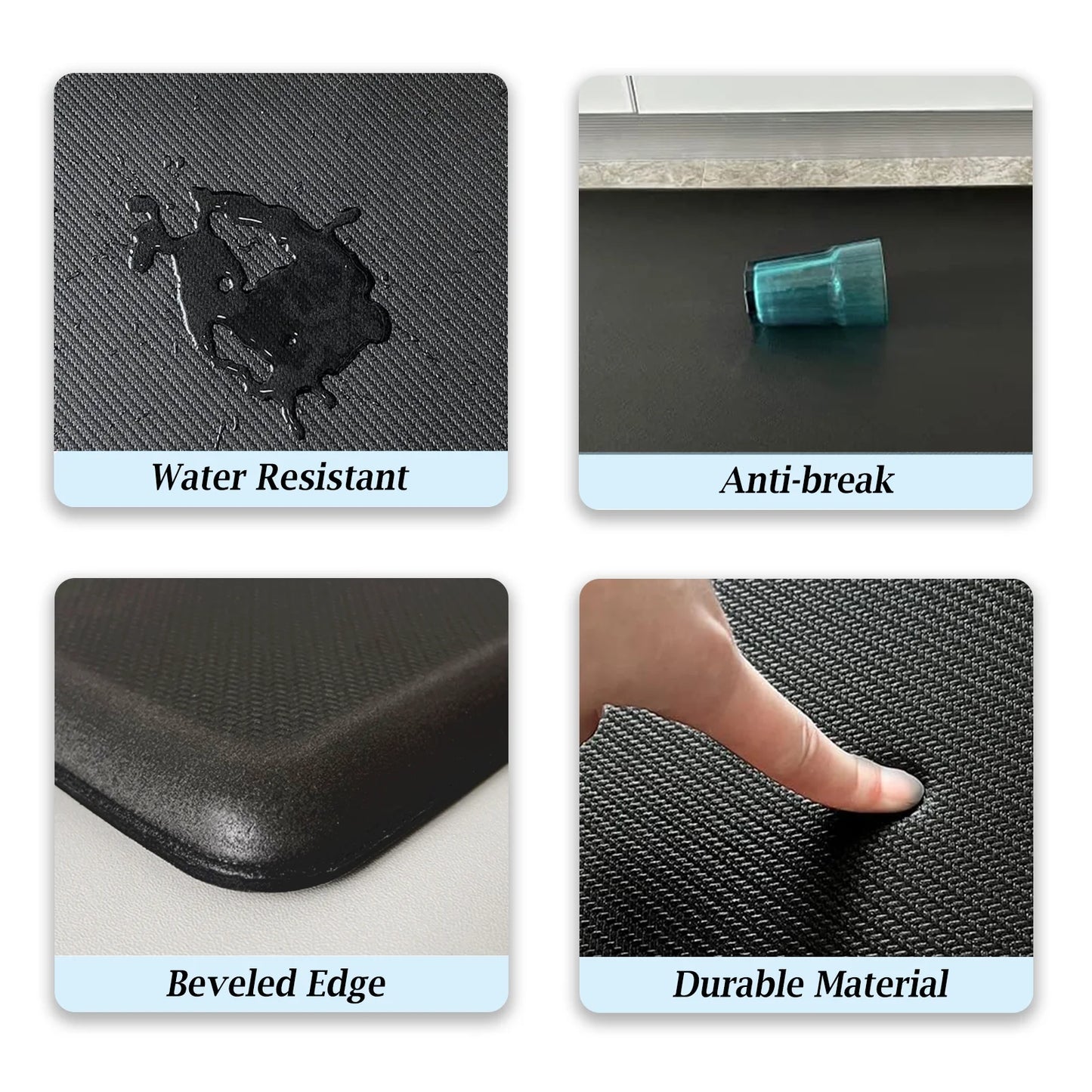 0.75" Thick anti Fatigue Mats for Kitchen, 17X28" Memory Foam Kitchen Mats Non Slip, Comfort Standing Mat Cushioned Floor Mat, Black