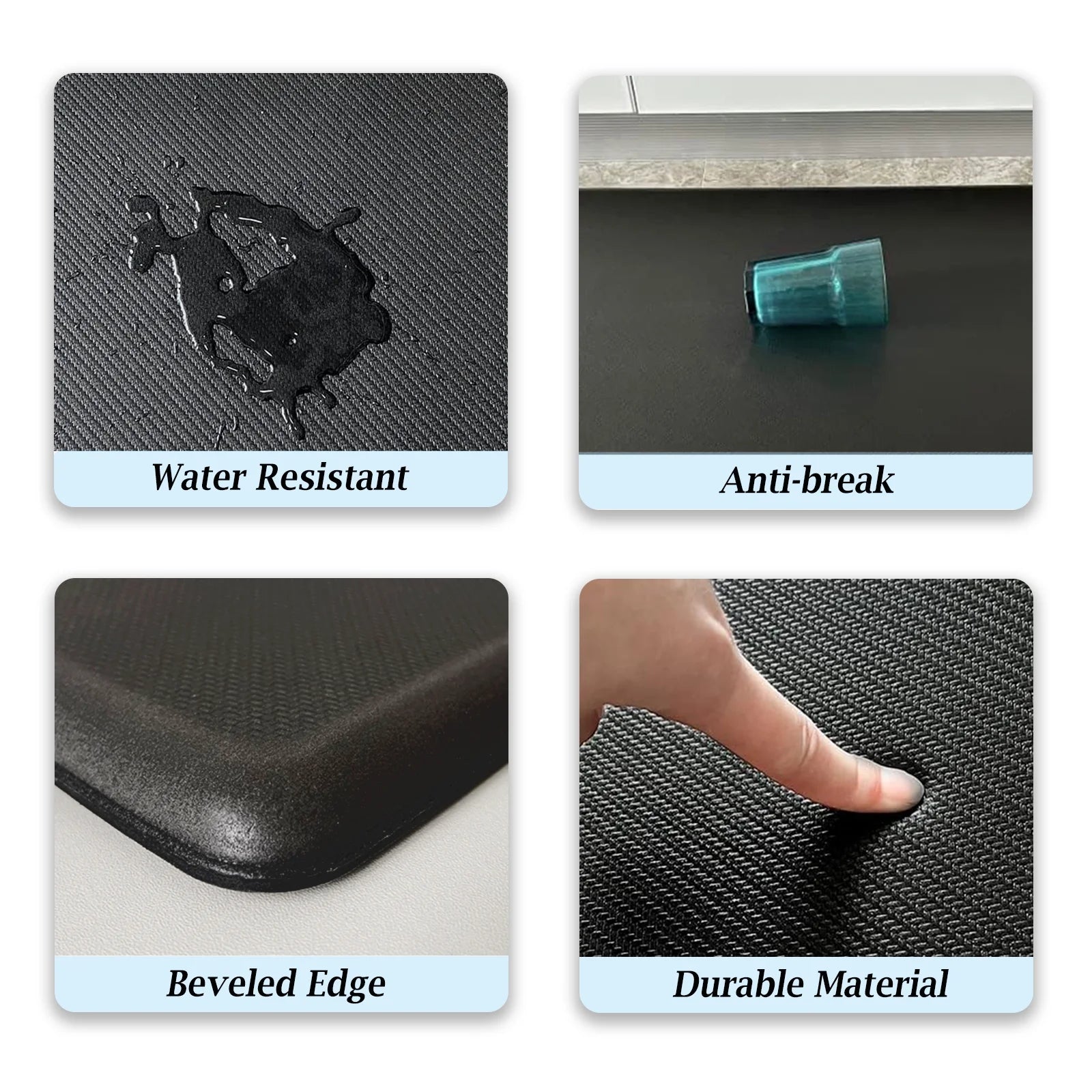 0.75" Thick anti Fatigue Mats for Kitchen, 17X28" Memory Foam Kitchen Mats Non Slip, Comfort Standing Mat Cushioned Floor Mat, Black