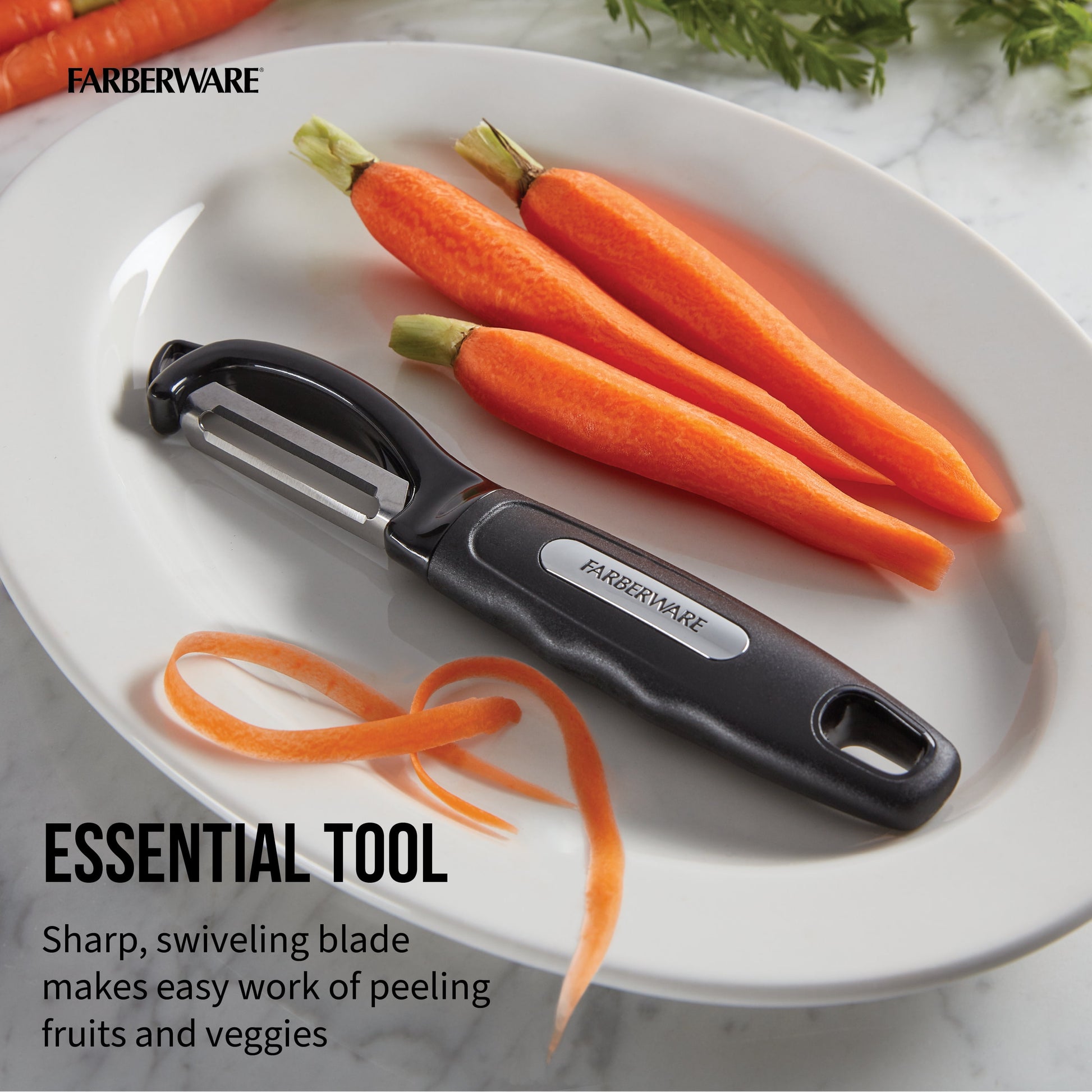 Professional Euro Peeler with Stainless Steel Blade in Black