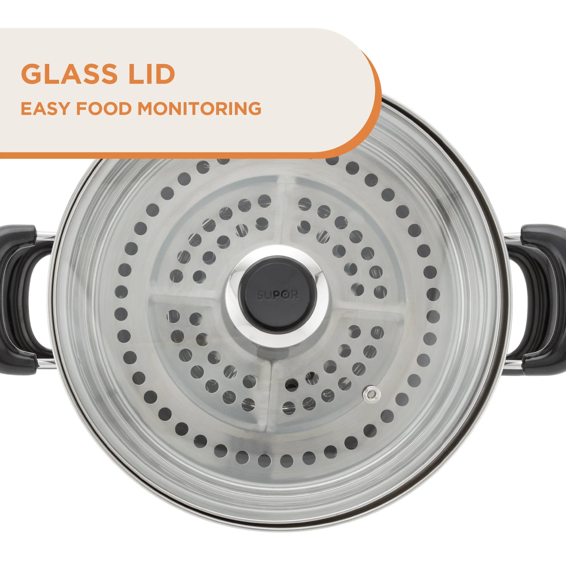 2-Tier Stainless Steel Steamer Pot with Glass Lid, 7.6QT Large, for Dumplings, Seafood, Vegetables & More