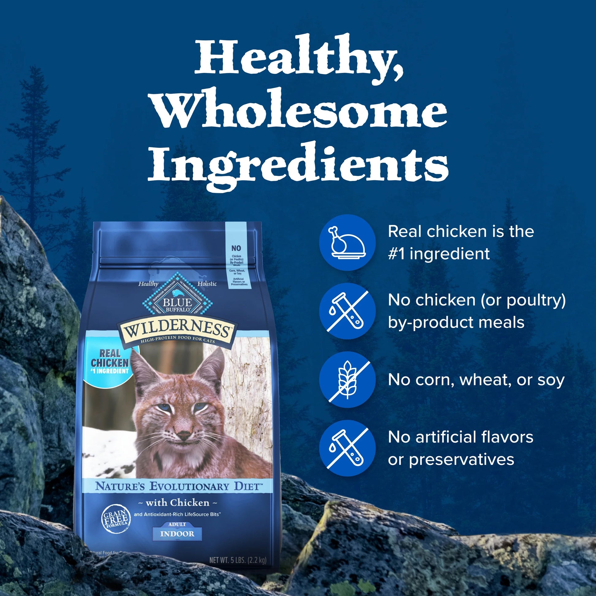 Wilderness Natural High-Protein, Grain-Free Dry Cat Food, Chicken, 4-Lb. Bag