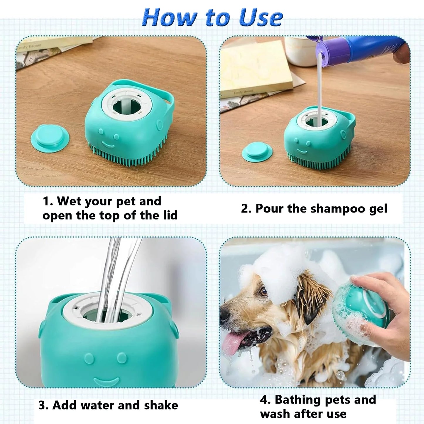 3 Pack Dog Bath Brush, Dog Washing Brush for Short Long Haired Dogs Cats, Dog Scrubber for Bath, Pets Shower, Massaging & Grooming