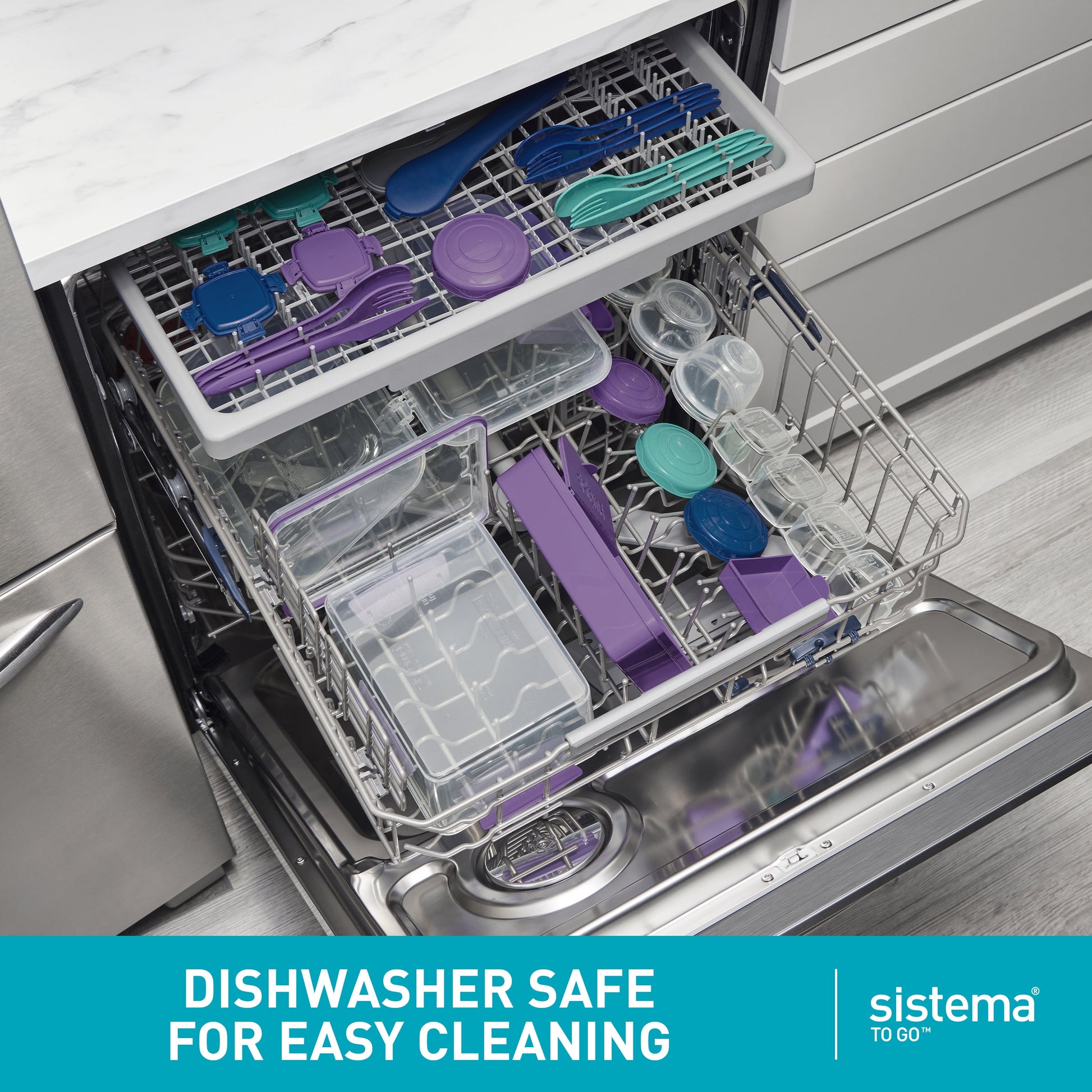 to Go Split Lunch Box, 1.1L Food Storage Container with 2 Compartments, Minty Teal