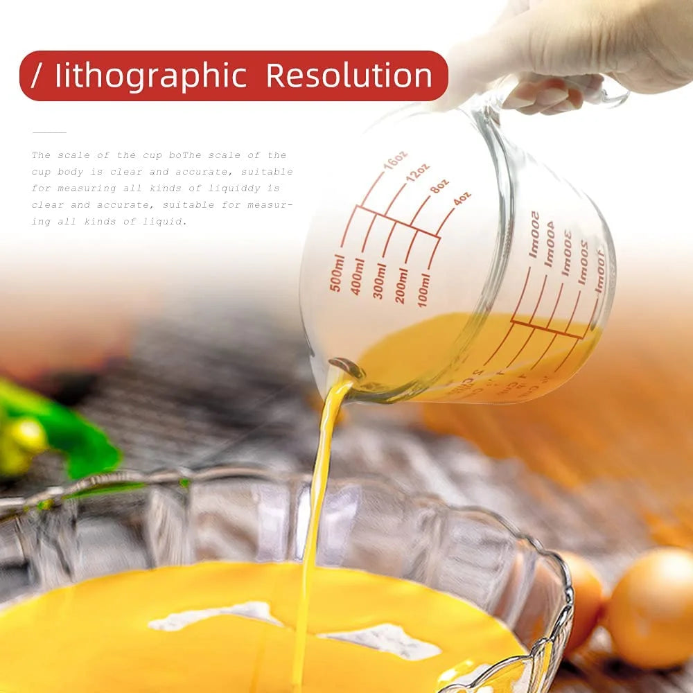 7-Pack Glass Measuring Cup Set 34 and 17 Oz Microwave, Freezer Safe, No BPA + 5 Measuring Spoons