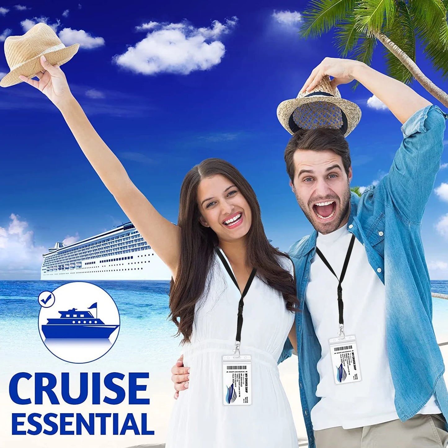 12-Piece Waterproof Cruise Luggage Tag and ID Holder Set with Zip Seal and Steel Loops, Durable PVC Holders Compatible with All Cruise Lines