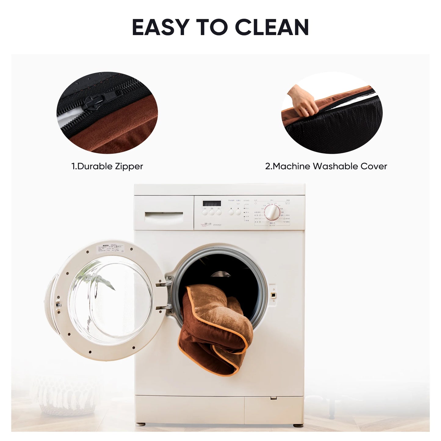 Large Orthopedic Dog Sofa Bed, 35" x 25", Supportive Foam Pet Couch with Removable Washable Cover, Brown