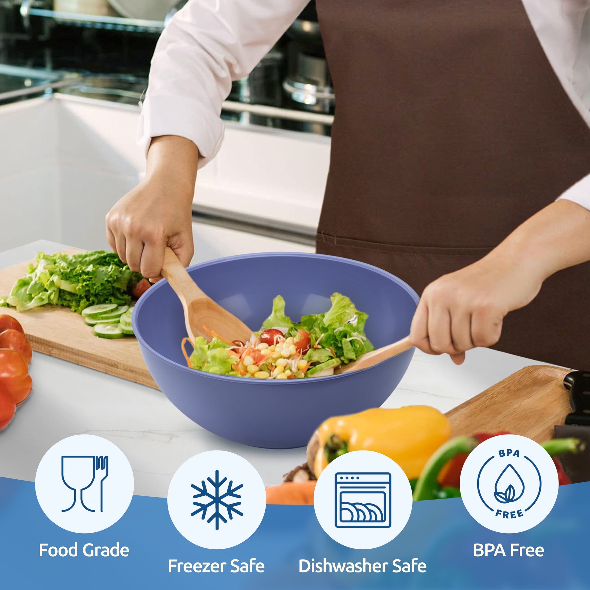 Mixing Bowls with Airtight Lids Set of 6, Plastic Nesting Bowls Prep Bowls for Mixing, Serving, Kitchen Preparing, Storage, Microwave & Freezer Safe