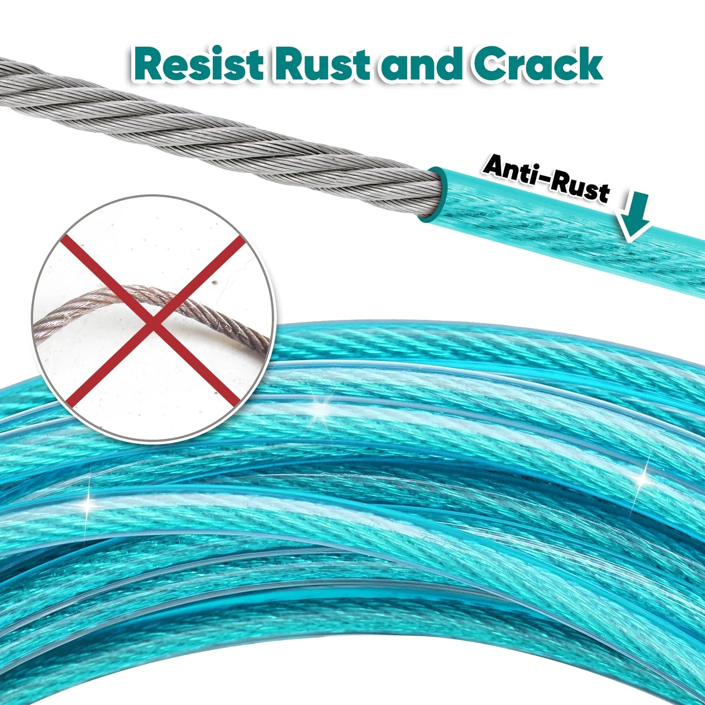 20FT Heavy-Duty Dog Tie-Out Cable for Pets Up to 125 lbs, Chew-Proof and Tangle-Free, Ice Blue