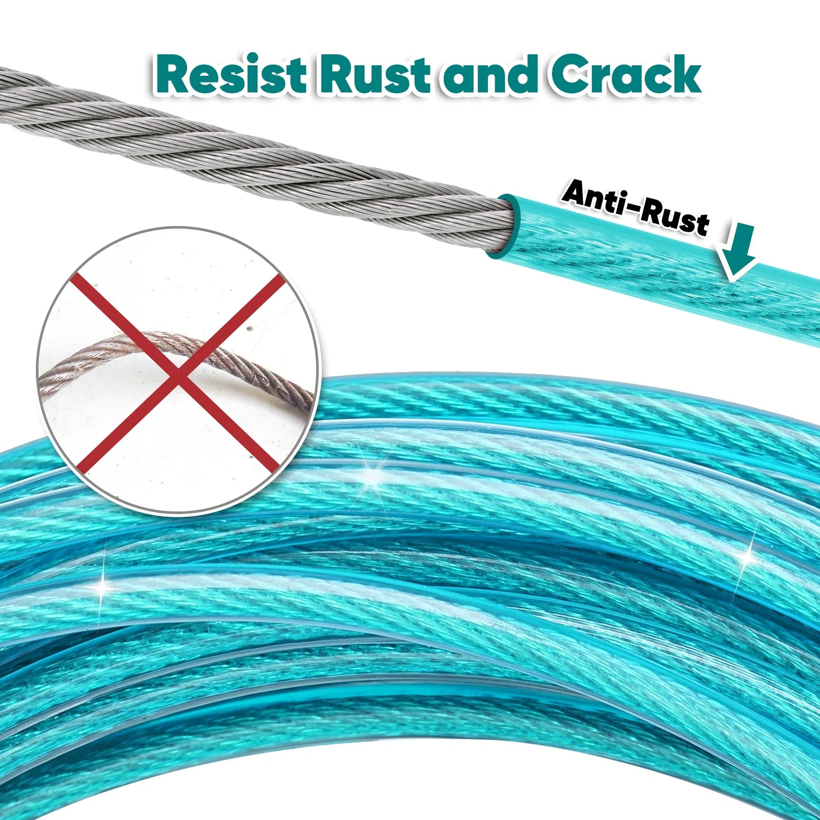 20FT Heavy-Duty Dog Tie-Out Cable for Pets Up to 125 lbs, Chew-Proof and Tangle-Free, Ice Blue