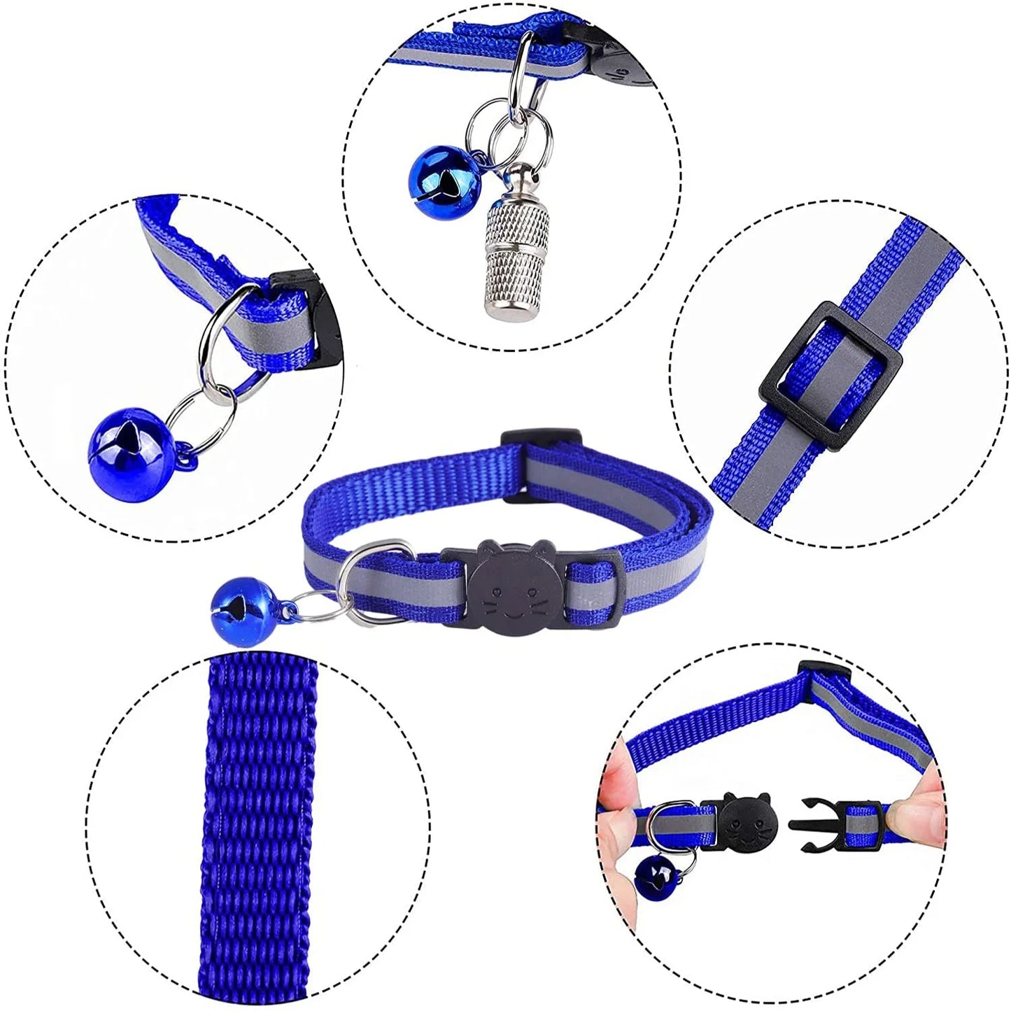 12-Pack Reflective Breakaway Cat Collars with Bells and Name Tags